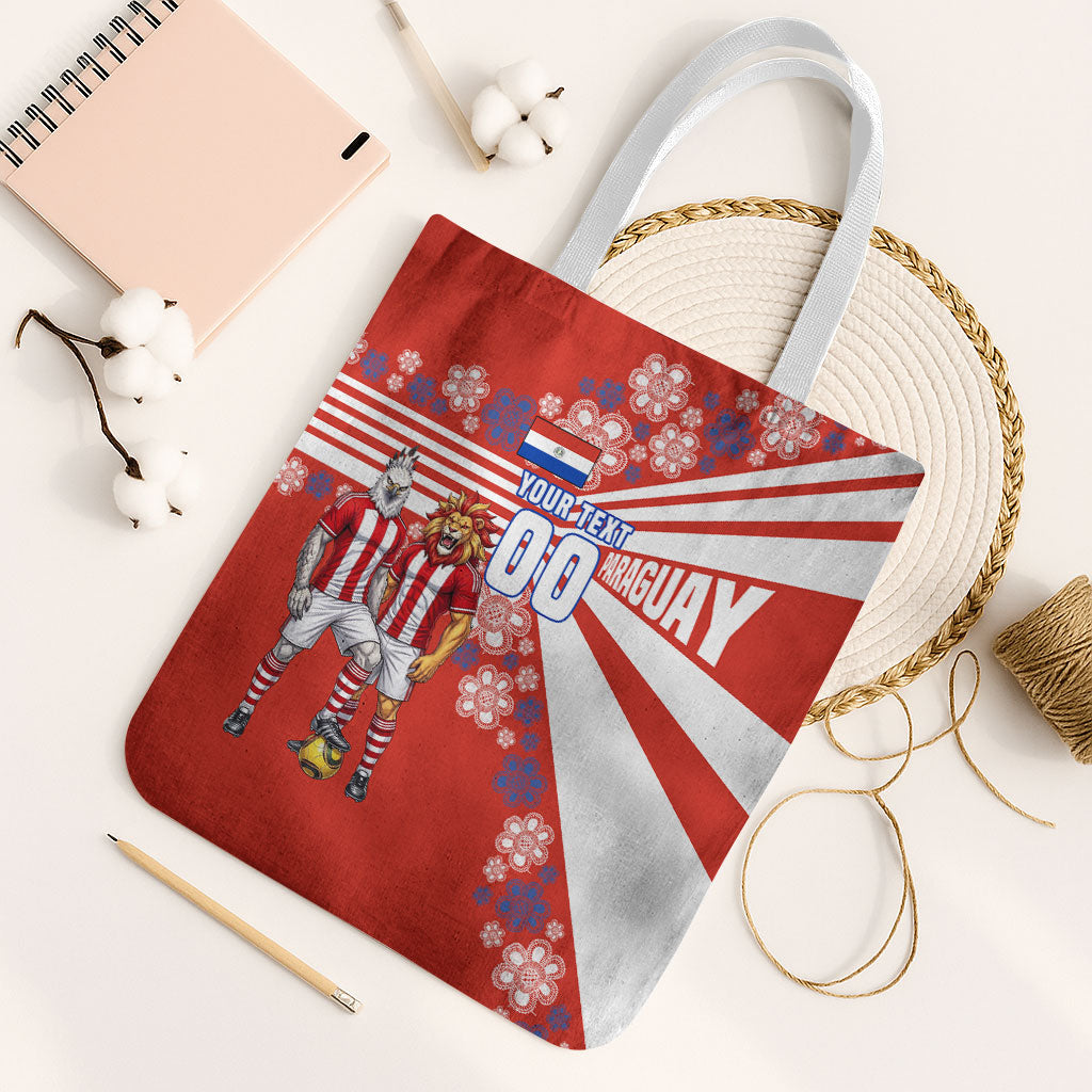 Personalized Paraguay Football Tote Bag Lion Eagle Mascot Floral