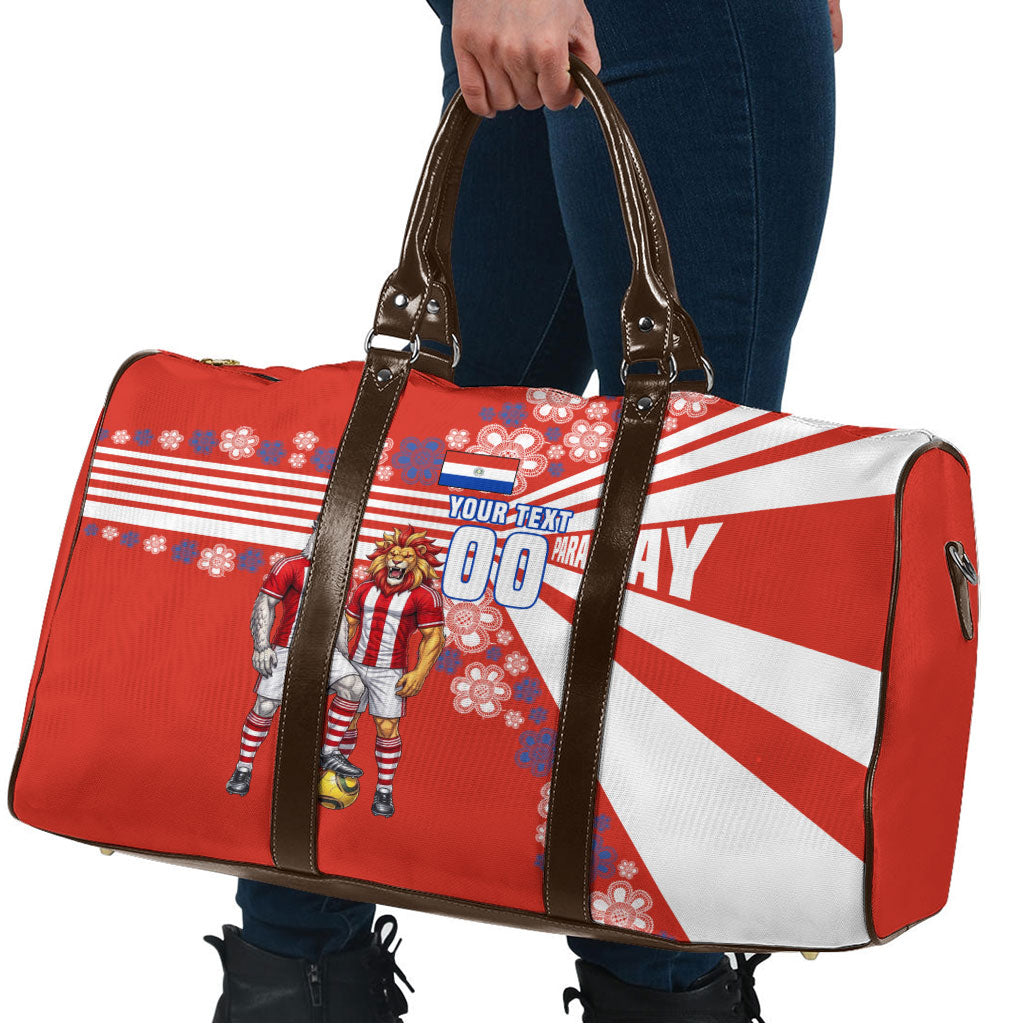 Personalized Paraguay Football Travel Bag Lion Eagle Mascot Floral