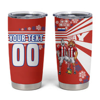 Personalized Paraguay Football Tumbler Cup Lion Eagle Mascot Floral