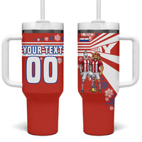 Personalized Paraguay Football Tumbler With Handle Lion Eagle Mascot Floral