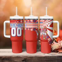 Personalized Paraguay Football Tumbler With Handle Lion Eagle Mascot Floral