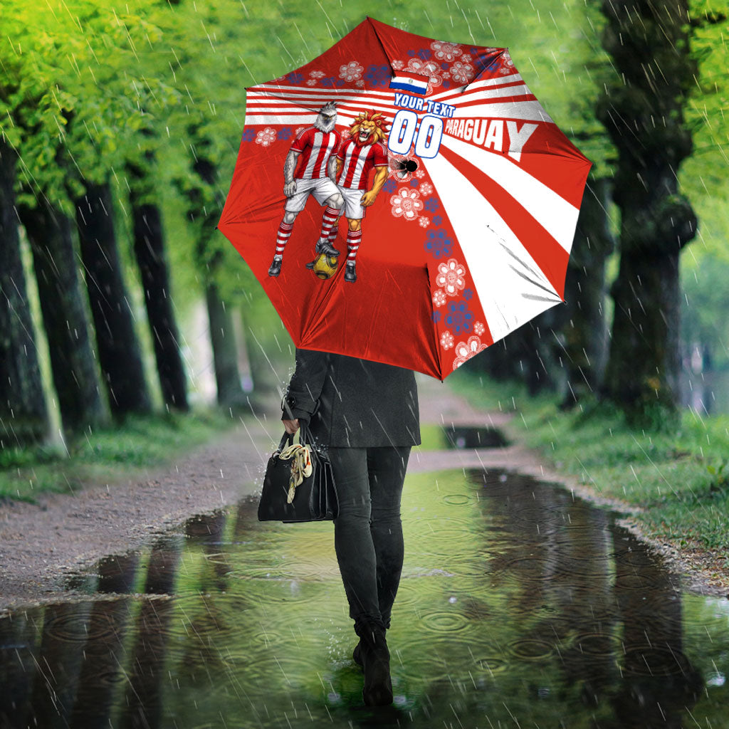 Personalized Paraguay Football Umbrella Lion Eagle Mascot Floral