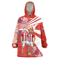 Personalized Paraguay Football Wearable Blanket Hoodie Lion Eagle Mascot Floral