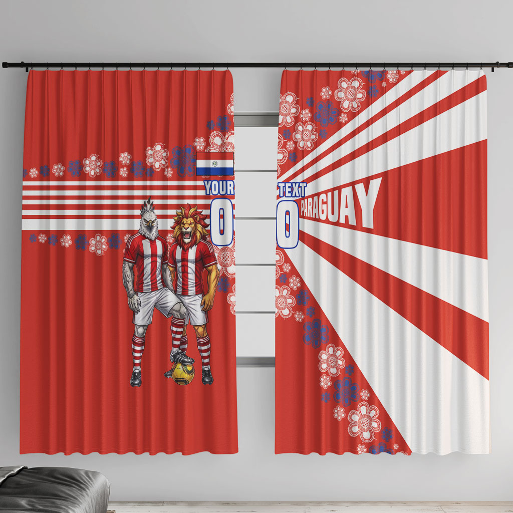 Personalized Paraguay Football Window Curtain Lion Eagle Mascot Floral