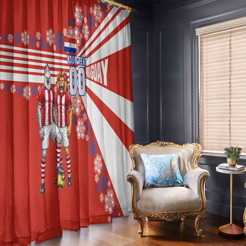 Personalized Paraguay Football Window Curtain Lion Eagle Mascot Floral