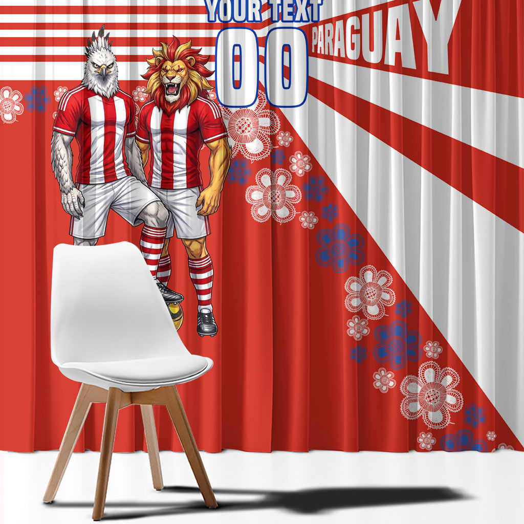 Personalized Paraguay Football Window Curtain Lion Eagle Mascot Floral