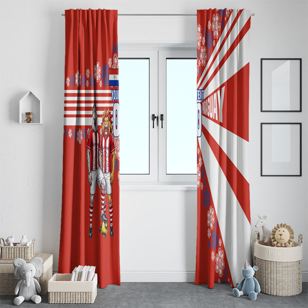 Personalized Paraguay Football Window Curtain Lion Eagle Mascot Floral
