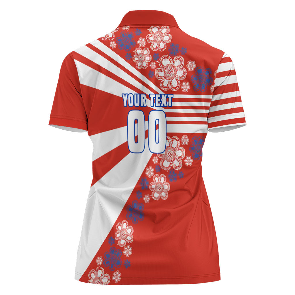 Personalized Paraguay Football Women Polo Shirt Lion Eagle Mascot Floral