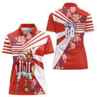 Personalized Paraguay Football Women Polo Shirt Lion Eagle Mascot Floral