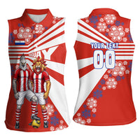Personalized Paraguay Football Women Sleeveless Polo Shirt Lion Eagle Mascot Floral