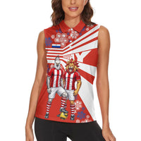 Personalized Paraguay Football Women Sleeveless Polo Shirt Lion Eagle Mascot Floral