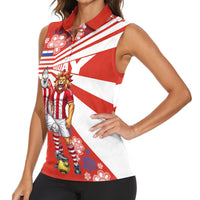 Personalized Paraguay Football Women Sleeveless Polo Shirt Lion Eagle Mascot Floral