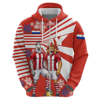 Personalized Paraguay Football Zip Hoodie Lion Eagle Mascot Floral