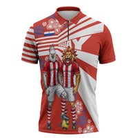 Personalized Paraguay Football Zipper Polo Shirt Lion Eagle Mascot Floral