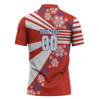 Personalized Paraguay Football Zipper Polo Shirt Lion Eagle Mascot Floral