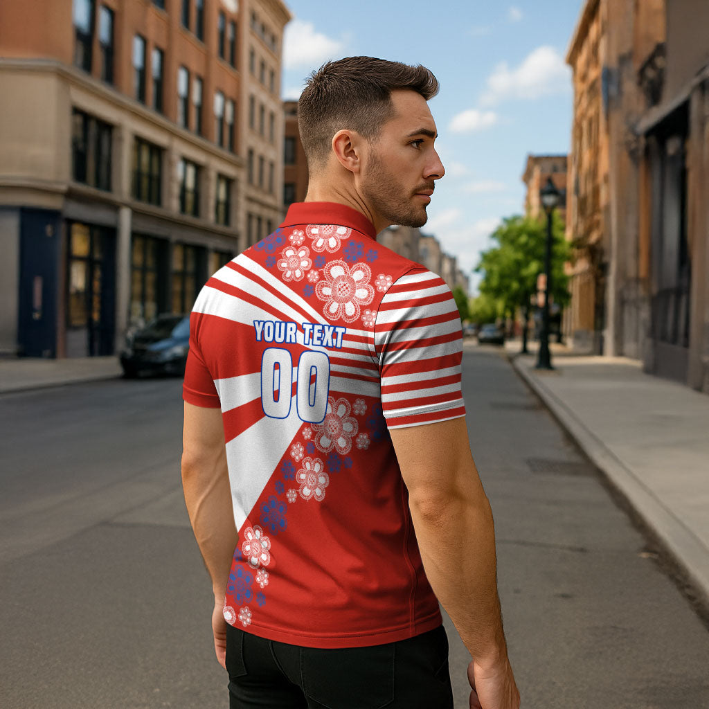 Personalized Paraguay Football Zipper Polo Shirt Lion Eagle Mascot Floral