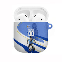 Personalized Uruguay Soccer Southern Lapwing AirPods Case Uruguayan Football Blue Topographic Pattern