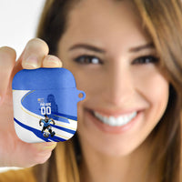 Personalized Uruguay Soccer Southern Lapwing AirPods Case Uruguayan Football Blue Topographic Pattern