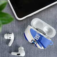 Personalized Uruguay Soccer Southern Lapwing AirPods Case Uruguayan Football Blue Topographic Pattern