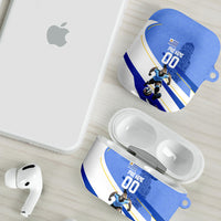 Personalized Uruguay Soccer Southern Lapwing AirPods Case Uruguayan Football Blue Topographic Pattern