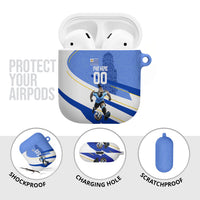 Personalized Uruguay Soccer Southern Lapwing AirPods Case Uruguayan Football Blue Topographic Pattern