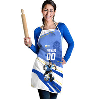 Personalized Uruguay Soccer Southern Lapwing Apron Uruguayan Football Blue Topographic Pattern