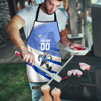Personalized Uruguay Soccer Southern Lapwing Apron Uruguayan Football Blue Topographic Pattern