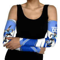 Personalized Uruguay Soccer Southern Lapwing Arm Sleeves Uruguayan Football Blue Topographic Pattern