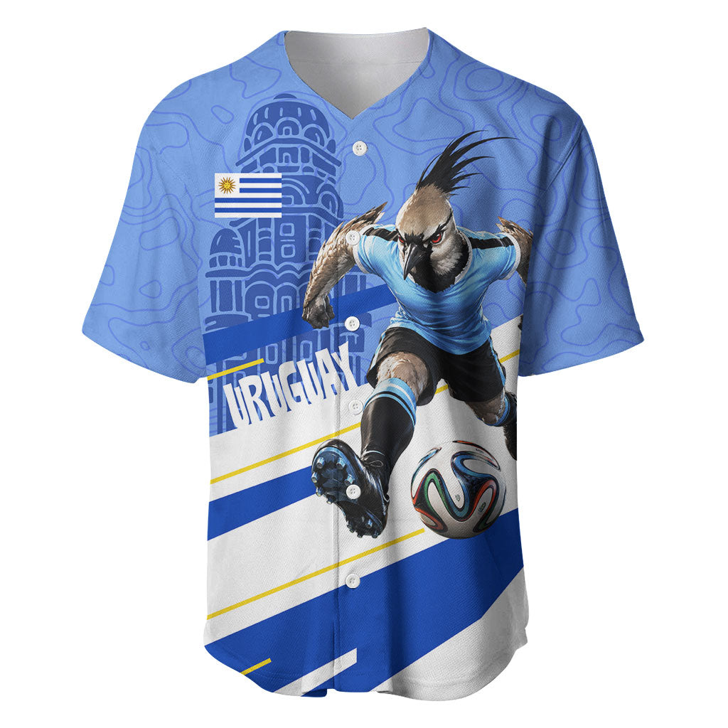 Personalized Uruguay Soccer Southern Lapwing Baseball Jersey Uruguayan Football Blue Topographic Pattern