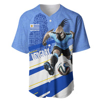 Personalized Uruguay Soccer Southern Lapwing Baseball Jersey Uruguayan Football Blue Topographic Pattern