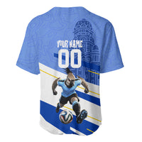 Personalized Uruguay Soccer Southern Lapwing Baseball Jersey Uruguayan Football Blue Topographic Pattern