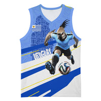 Personalized Uruguay Soccer Southern Lapwing Basketball Jersey Uruguayan Football Blue Topographic Pattern