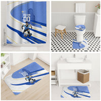 Personalized Uruguay Soccer Southern Lapwing Bathroom Set Uruguayan Football Blue Topographic Pattern