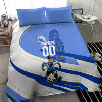 Personalized Uruguay Soccer Southern Lapwing Bedding Set Uruguayan Football Blue Topographic Pattern