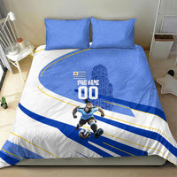 Personalized Uruguay Soccer Southern Lapwing Bedding Set Uruguayan Football Blue Topographic Pattern