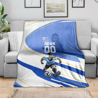 Personalized Uruguay Soccer Southern Lapwing Blanket Uruguayan Football Blue Topographic Pattern