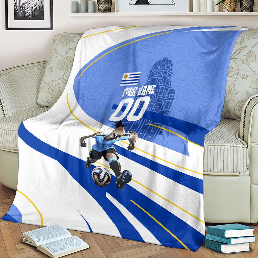 Personalized Uruguay Soccer Southern Lapwing Blanket Uruguayan Football Blue Topographic Pattern