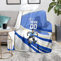 Personalized Uruguay Soccer Southern Lapwing Blanket Uruguayan Football Blue Topographic Pattern