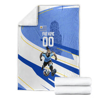 Personalized Uruguay Soccer Southern Lapwing Blanket Uruguayan Football Blue Topographic Pattern