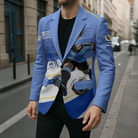 Personalized Uruguay Soccer Southern Lapwing Blazer Uruguayan Football Blue Topographic Pattern