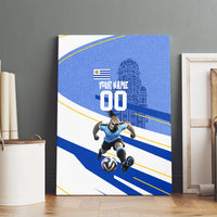 Personalized Uruguay Soccer Southern Lapwing Canvas Wall Art Uruguayan Football Blue Topographic Pattern