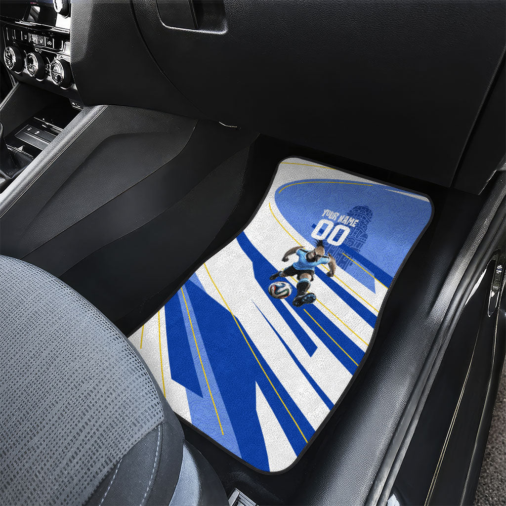 Personalized Uruguay Soccer Southern Lapwing Car Mats Uruguayan Football Blue Topographic Pattern