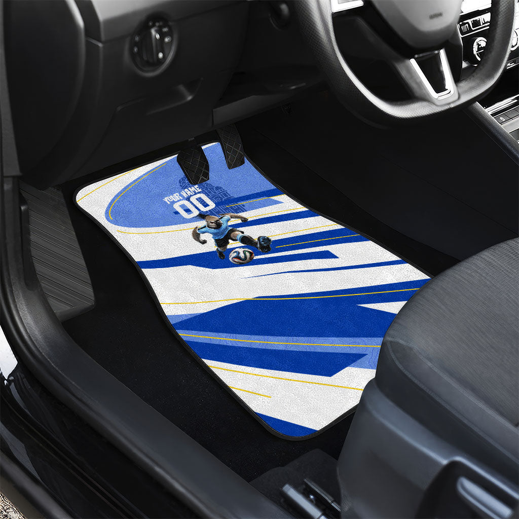 Personalized Uruguay Soccer Southern Lapwing Car Mats Uruguayan Football Blue Topographic Pattern