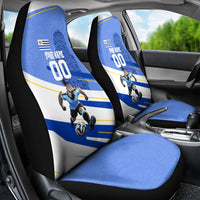 Personalized Uruguay Soccer Southern Lapwing Car Seat Cover Uruguayan Football Blue Topographic Pattern