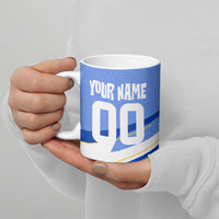 Personalized Uruguay Soccer Southern Lapwing Ceramic Mug Uruguayan Football Blue Topographic Pattern