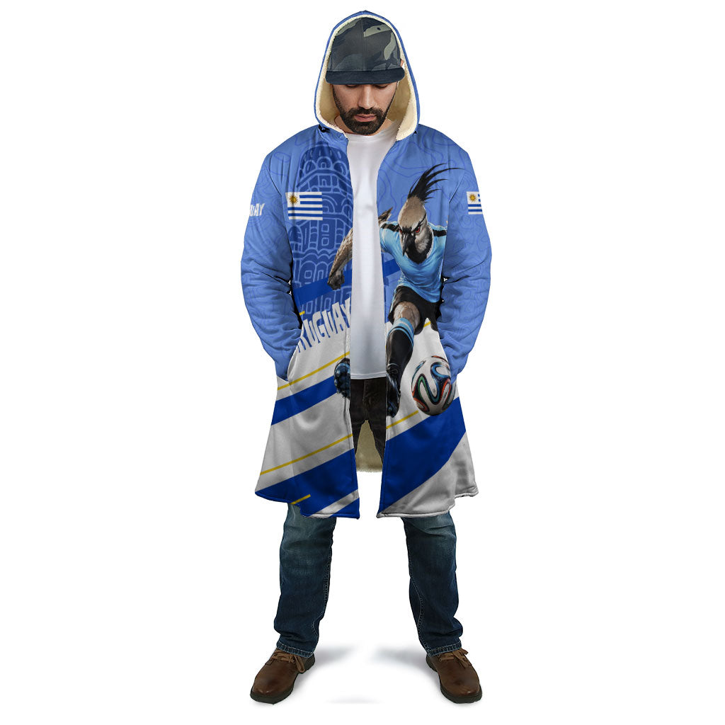 Personalized Uruguay Soccer Southern Lapwing Cloak Uruguayan Football Blue Topographic Pattern