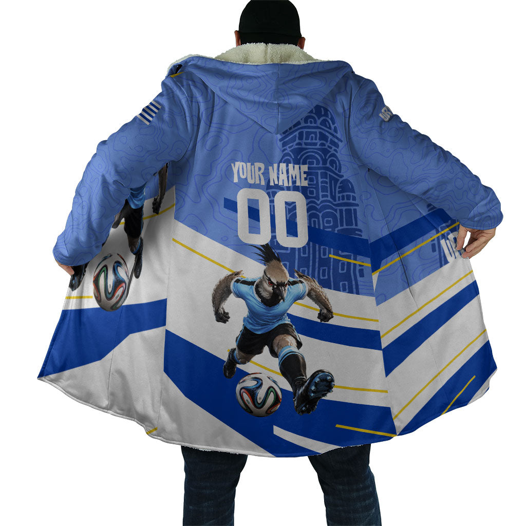 Personalized Uruguay Soccer Southern Lapwing Cloak Uruguayan Football Blue Topographic Pattern