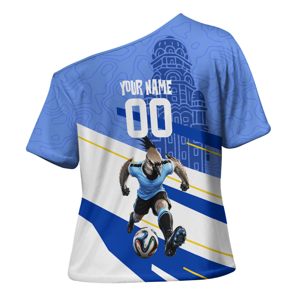 Personalized Uruguay Soccer Southern Lapwing Cross Shoulder Shirt Uruguayan Football Blue Topographic Pattern