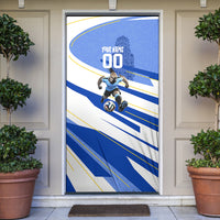 Personalized Uruguay Soccer Southern Lapwing Door Cover Uruguayan Football Blue Topographic Pattern
