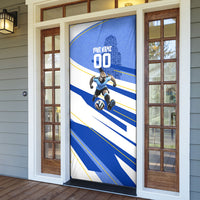 Personalized Uruguay Soccer Southern Lapwing Door Cover Uruguayan Football Blue Topographic Pattern